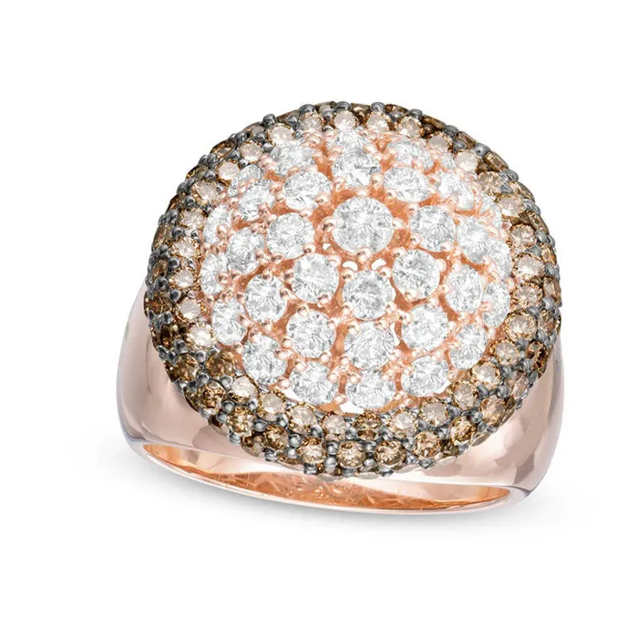 Goldia Rings 325 CT TW Champagne and White Natural Diamond Frame Dome Ring in Solid 14K Rose Gold Goldia Rings 325 CT TW Champagne and White Natural Diamond Frame Dome Ring in Solid 14K Rose Gold