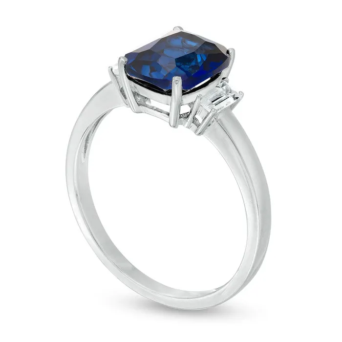 Goldia Rings CushionCut LabCreated Blue and White Sapphire Ring in Sterling Silver Goldia Rings CushionCut LabCreated Blue and White Sapphire Ring in Sterling Silver