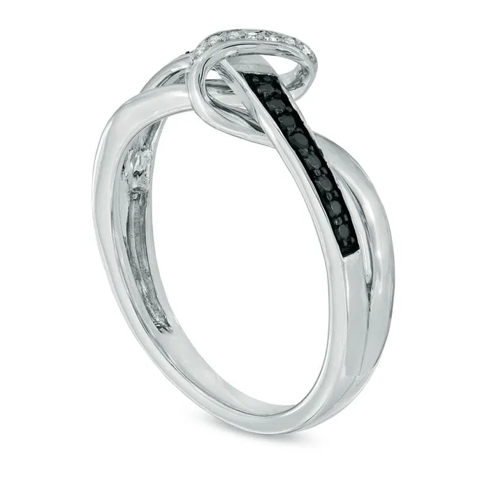 Goldia Rings Enhanced Black and White Natural Diamond Accent Abstract Infinity Knot Ring in Sterling Silver Goldia Rings Enhanced Black and White Natural Diamond Accent Abstract Infinity Knot Ring in Sterling Silver