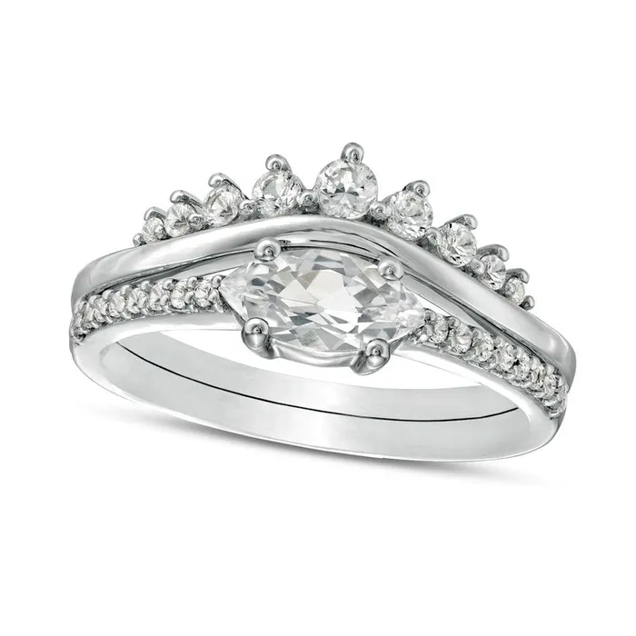 Goldia Rings Marquise LabCreated White Sapphire Crown Bridal Engagement Ring Set in Sterling Silver Goldia Rings Marquise LabCreated White Sapphire Crown Bridal Engagement Ring Set in Sterling Silver
