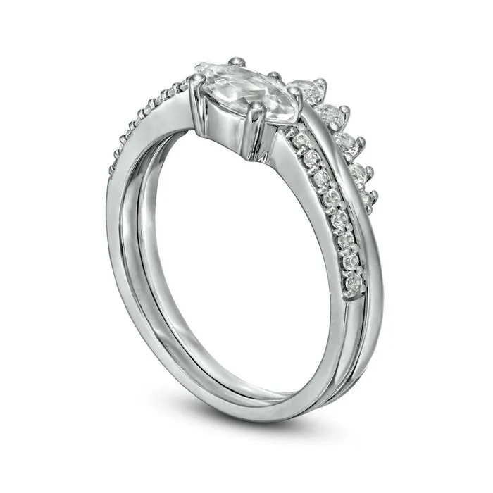Goldia Rings Marquise LabCreated White Sapphire Crown Bridal Engagement Ring Set in Sterling Silver Goldia Rings Marquise LabCreated White Sapphire Crown Bridal Engagement Ring Set in Sterling Silver