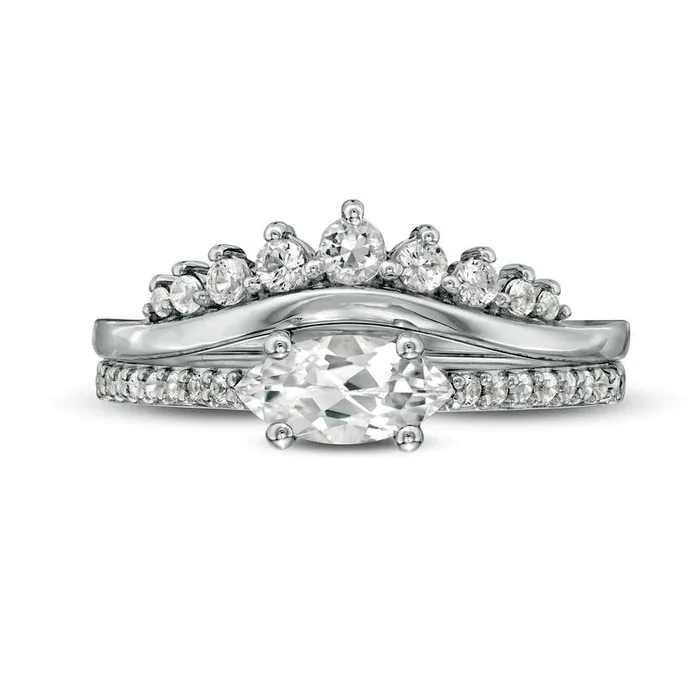 Goldia Rings Marquise LabCreated White Sapphire Crown Bridal Engagement Ring Set in Sterling Silver Goldia Rings Marquise LabCreated White Sapphire Crown Bridal Engagement Ring Set in Sterling Silver