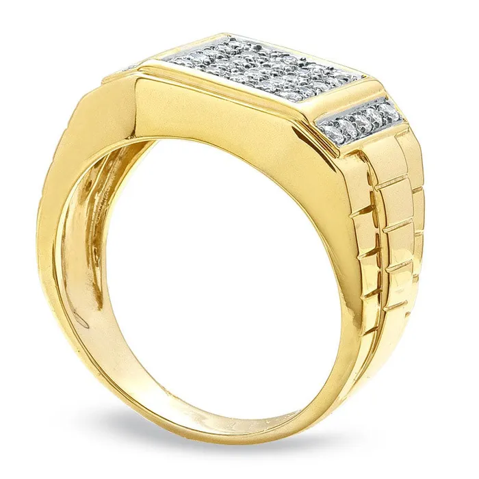 Goldia Rings Mens 050 CT TW Natural Diamond Pav Square Band in Solid 14K Gold Goldia Rings Mens 050 CT TW Natural Diamond Pav Square Band in Solid 14K Gold