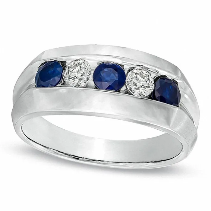Goldia Rings Mens Blue Sapphire and 033 CT TW Natural Diamond Ring in Solid 10K White Gold Goldia Rings Mens Blue Sapphire and 033 CT TW Natural Diamond Ring in Solid 10K White Gold