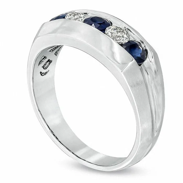 Goldia Rings Mens Blue Sapphire and 033 CT TW Natural Diamond Ring in Solid 10K White Gold Goldia Rings Mens Blue Sapphire and 033 CT TW Natural Diamond Ring in Solid 10K White Gold