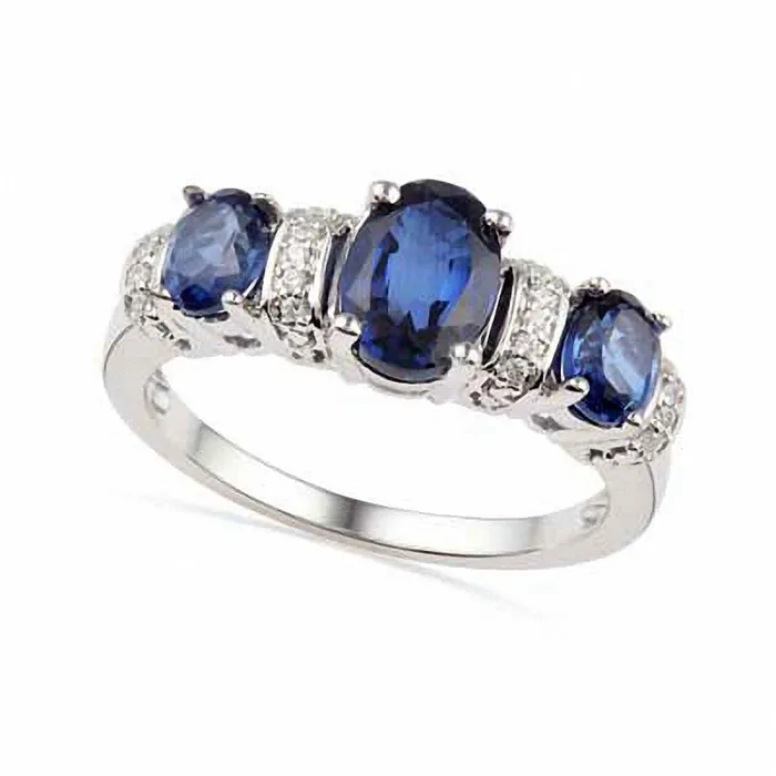 Goldia Rings Oval LabCreated Blue Sapphire and Diamond Accent Ring in Sterling Silver Goldia Rings Oval LabCreated Blue Sapphire and Diamond Accent Ring in Sterling Silver