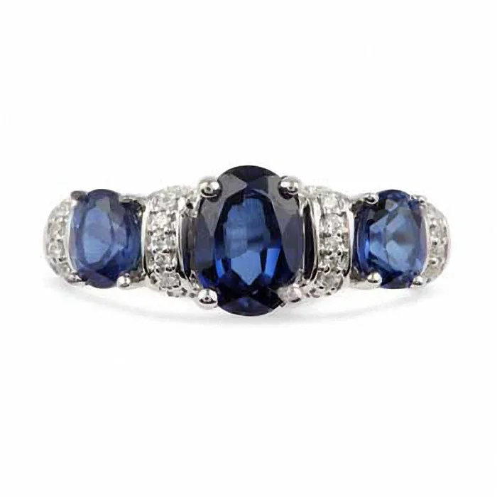 Goldia Rings Oval LabCreated Blue Sapphire and Diamond Accent Ring in Sterling Silver Goldia Rings Oval LabCreated Blue Sapphire and Diamond Accent Ring in Sterling Silver