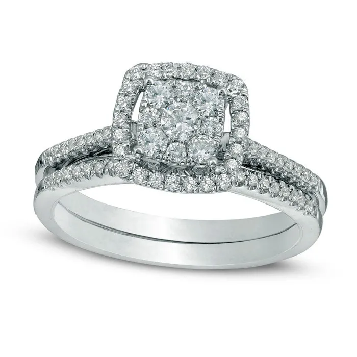 Goldia Rings Previously Owned 050 CT TW Composite Natural Diamond Frame Bridal Engagement Ring Set in Solid 10K White Gold Goldia Rings Previously Owned 050 CT TW Composite Natural Diamond Frame Bridal Engagement Ring Set in Solid 10K White Gold