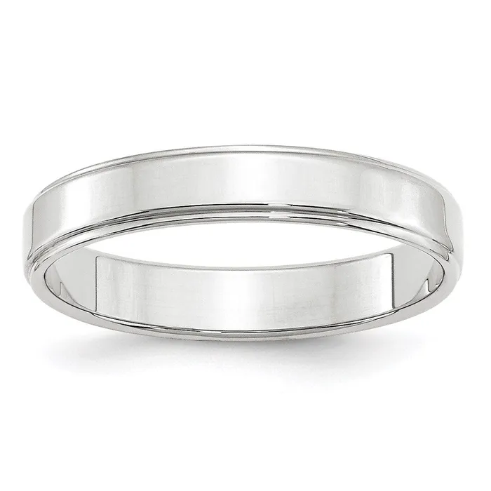 Goldia Rings Solid 10K White Gold 4mm Flat with Step Edge MensWomens Wedding Band Ring Size 6 Goldia Rings Solid 10K White Gold 4mm Flat with Step Edge MensWomens Wedding Band Ring Size 6