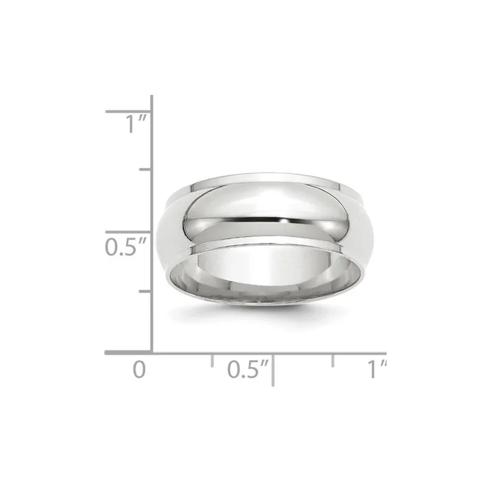 Goldia Rings Solid 10K White Gold 8mm Half Round with Edge MensWomens Wedding Band Ring Size 125 Goldia Rings Solid 10K White Gold 8mm Half Round with Edge MensWomens Wedding Band Ring Size 125