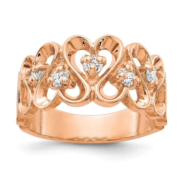 Goldia Rings Solid 14k Rose Gold AAA Simulated CZ heart Ring