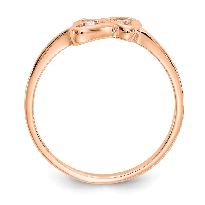 Goldia Rings Solid 14k Rose Gold AAA Simulated CZ heart Ring