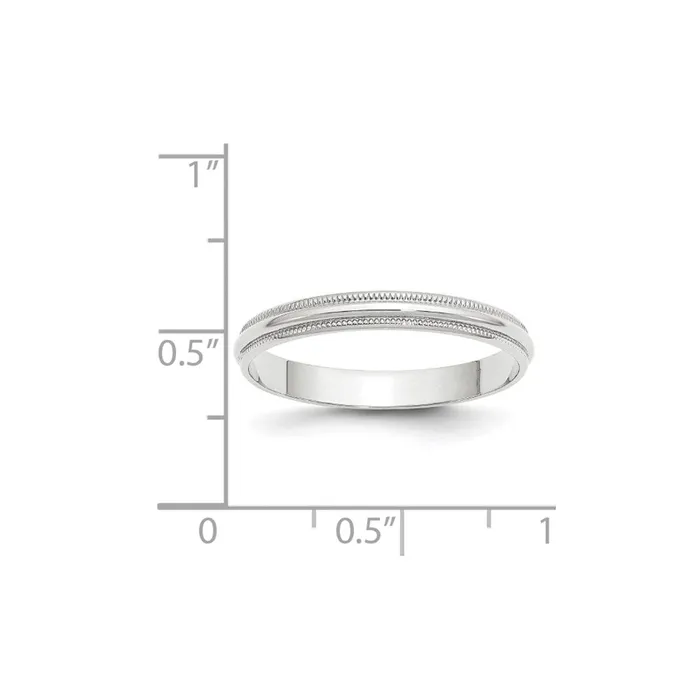 Goldia Rings Solid 14K White Gold 3mm Light Weight Milgrain Half Round MensWomens Wedding Band Ring Size 125 Goldia Rings Solid 14K White Gold 3mm Light Weight Milgrain Half Round MensWomens Wedding Band Ring Size 125