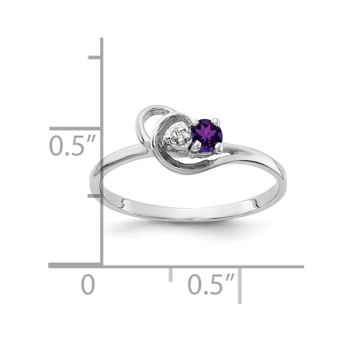 Goldia Rings Solid 14k White Gold 3mm Simulated Amethyst A CZ Ring