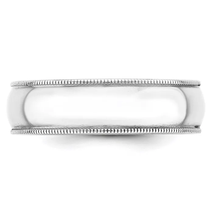 Goldia Rings Solid 14K White Gold 6mm Light Weight Milgrain Half Round MensWomens Wedding Band Ring Size 95 Goldia Rings Solid 14K White Gold 6mm Light Weight Milgrain Half Round MensWomens Wedding Band Ring Size 95