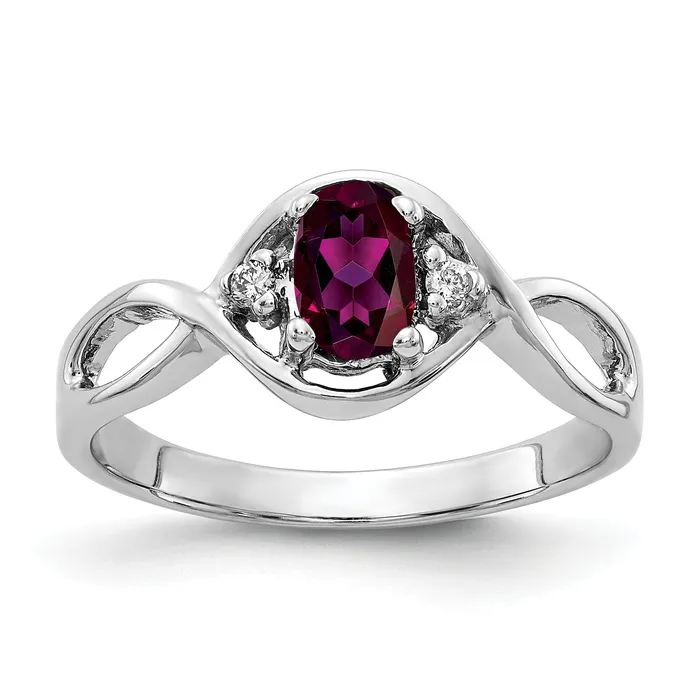Goldia Rings Solid 14k White Gold 6x4mm Oval Rhodolite Simulated Garnet VS CZ Ring Goldia Rings Solid 14k White Gold 6x4mm Oval Rhodolite Simulated Garnet VS CZ Ring