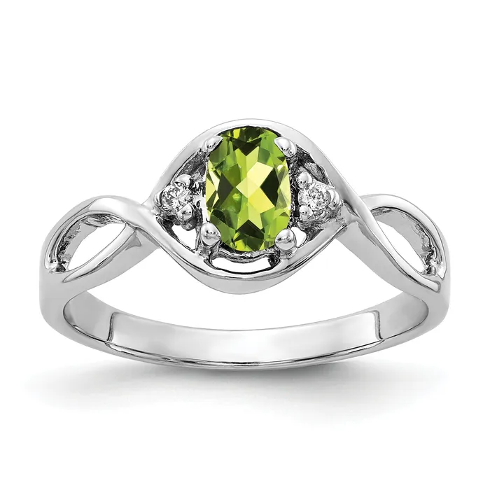 Goldia Rings Solid 14k White Gold 6x4mm Oval Simulated Peridot AAA CZ Ring Goldia Rings Solid 14k White Gold 6x4mm Oval Simulated Peridot AAA CZ Ring