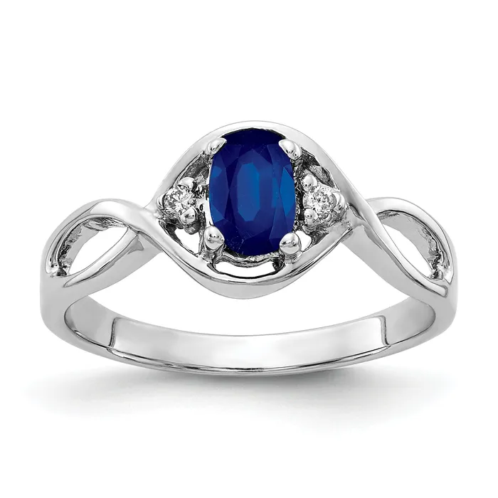 Goldia Rings Solid 14k White Gold 6x4mm Oval Simulated Sapphire AA CZ Ring Goldia Rings Solid 14k White Gold 6x4mm Oval Simulated Sapphire AA CZ Ring