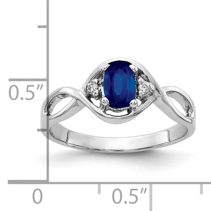 Goldia Rings Solid 14k White Gold 6x4mm Oval Simulated Sapphire AA CZ Ring