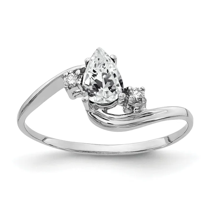 Goldia Rings Solid 14k White Gold 6x4mm Pear Cubic Zirconia VS Simulated CZ Ring Goldia Rings Solid 14k White Gold 6x4mm Pear Cubic Zirconia VS Simulated CZ Ring