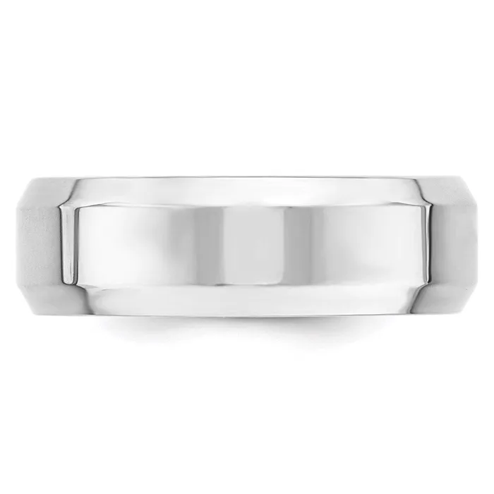 Goldia Rings Solid 14K White Gold 7mm Bevel Edge Comfort Fit MensWomens Wedding Band Ring Size 125 Goldia Rings Solid 14K White Gold 7mm Bevel Edge Comfort Fit MensWomens Wedding Band Ring Size 125