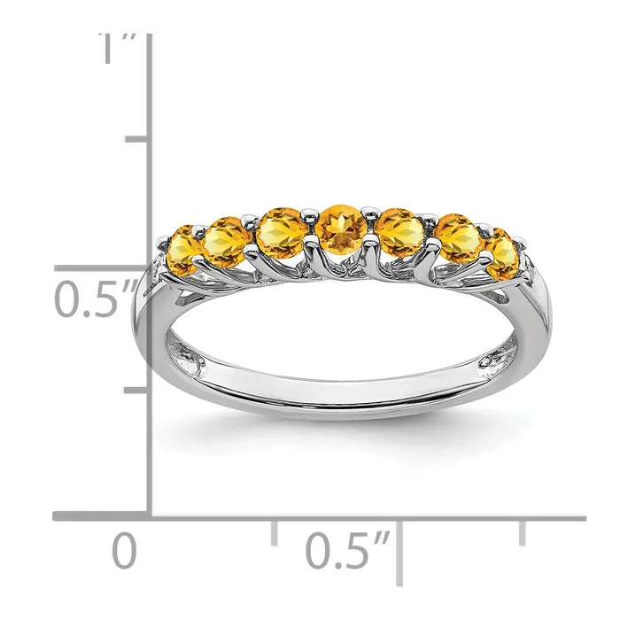 Goldia Rings Solid 14k White Gold Simulated Citrine and CZ 7stone Ring