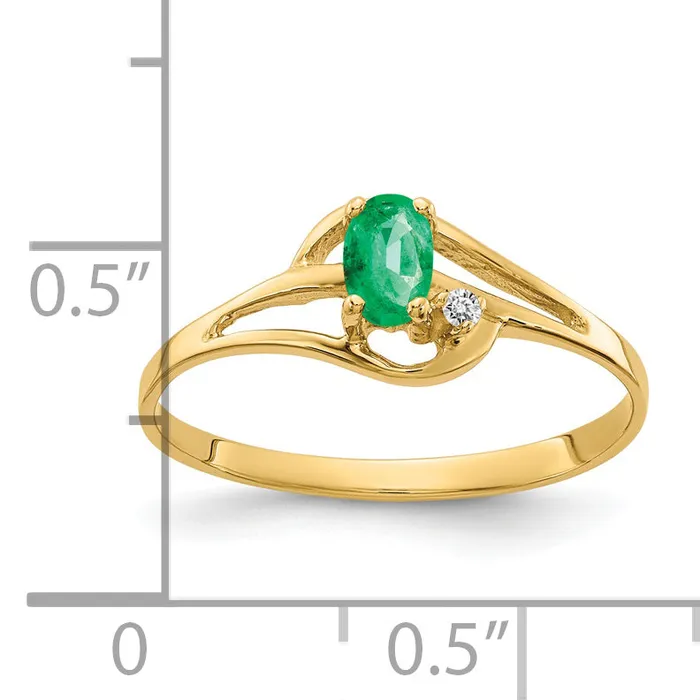 Goldia Rings Solid 14k Yellow Gold 5x3mm Oval Simulated Emerald AA CZ Ring
