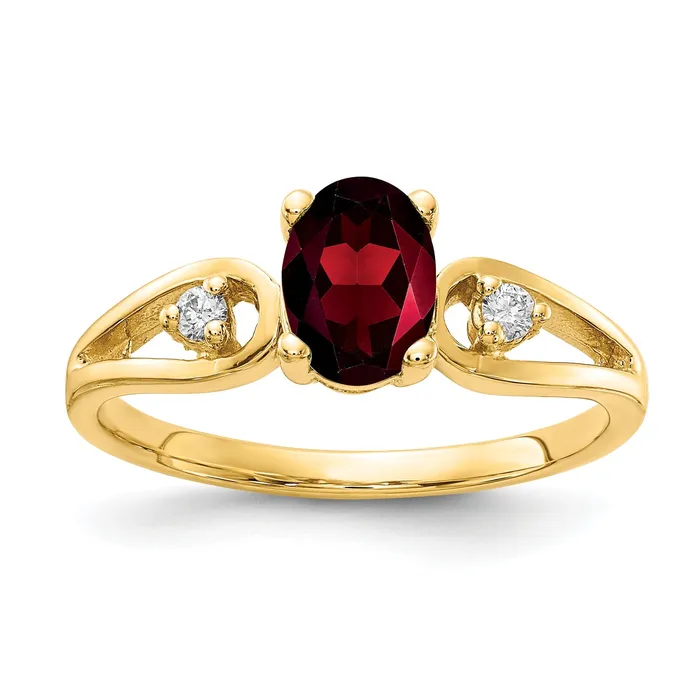 Goldia Rings Solid 14k Yellow Gold 7x5mm Oval Simulated Garnet AAA CZ Ring Goldia Rings Solid 14k Yellow Gold 7x5mm Oval Simulated Garnet AAA CZ Ring