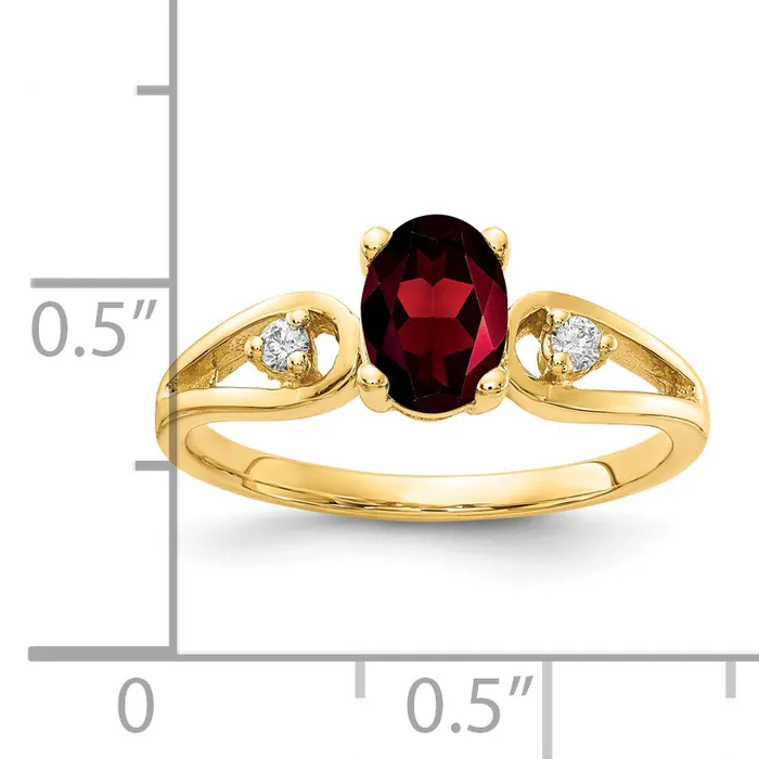 Goldia Rings Solid 14k Yellow Gold 7x5mm Oval Simulated Garnet AAA CZ Ring