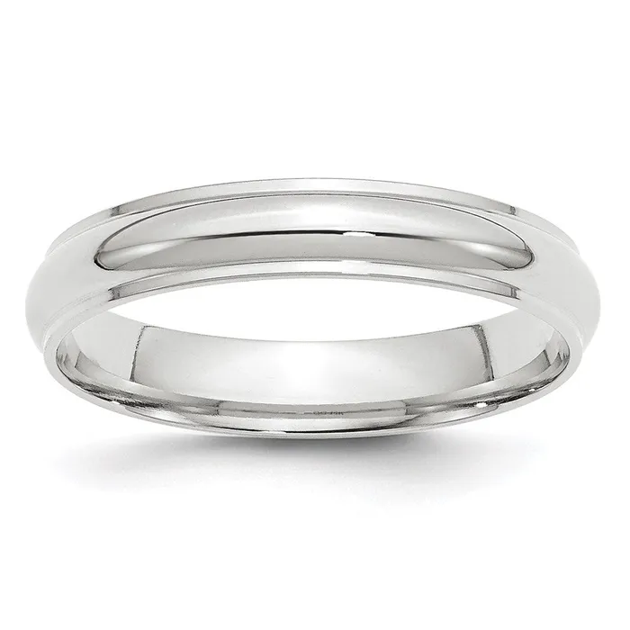 Goldia Rings Solid 18K White Gold 4mm Half Round with Edge MensWomens Wedding Band Ring Size 6 Goldia Rings Solid 18K White Gold 4mm Half Round with Edge MensWomens Wedding Band Ring Size 6