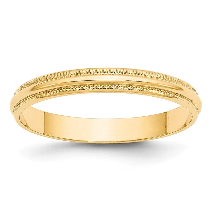 Goldia Rings Solid 18K Yellow Gold 3mm Light Weight Milgrain Half Round MensWomens Wedding Band Ring Size 7 Goldia Rings Solid 18K Yellow Gold 3mm Light Weight Milgrain Half Round MensWomens Wedding Band Ring Size 7