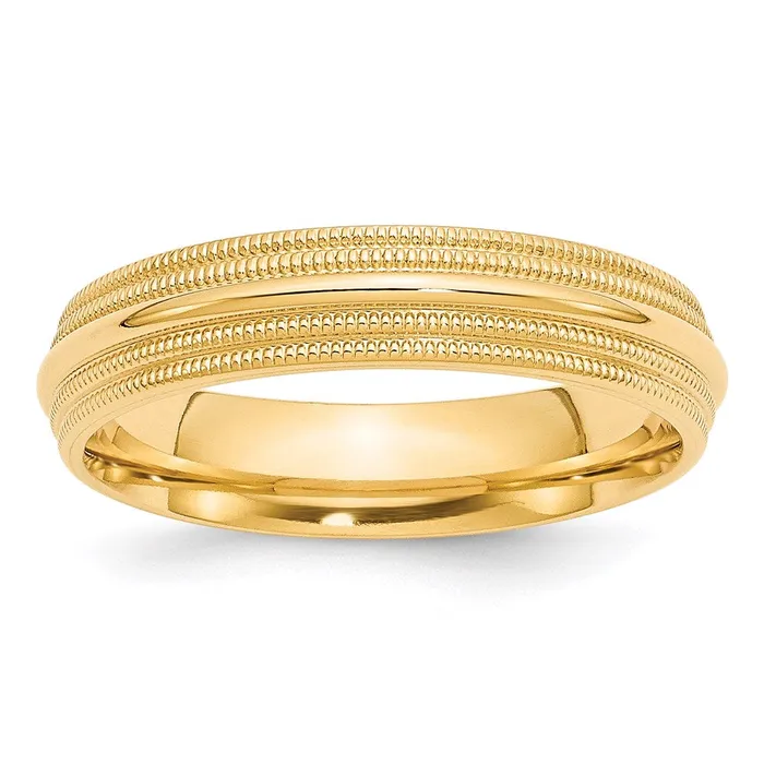Goldia Rings Solid 18K Yellow Gold 5mm Double Milgrain Comfort Fit MensWomens Wedding Band Ring Size 55 Goldia Rings Solid 18K Yellow Gold 5mm Double Milgrain Comfort Fit MensWomens Wedding Band Ring Size 55