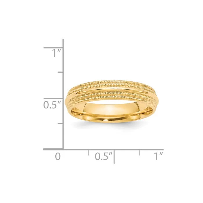 Goldia Rings Solid 18K Yellow Gold 5mm Double Milgrain Comfort Fit MensWomens Wedding Band Ring Size 55 Goldia Rings Solid 18K Yellow Gold 5mm Double Milgrain Comfort Fit MensWomens Wedding Band Ring Size 55