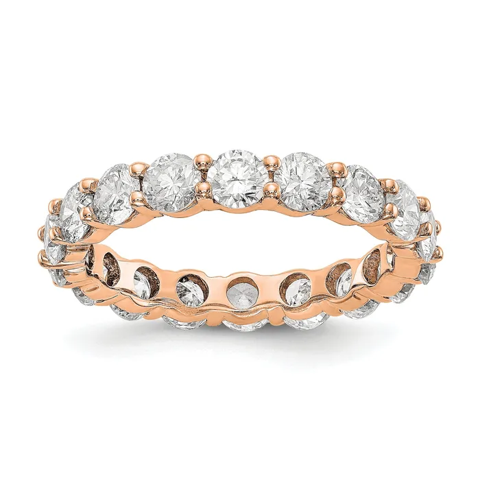 Goldia Rings Solid Real 14k Rose Gold Polished Shared Prong 3ct CZ Eternity Wedding Band Ring Goldia Rings Solid Real 14k Rose Gold Polished Shared Prong 3ct CZ Eternity Wedding Band Ring