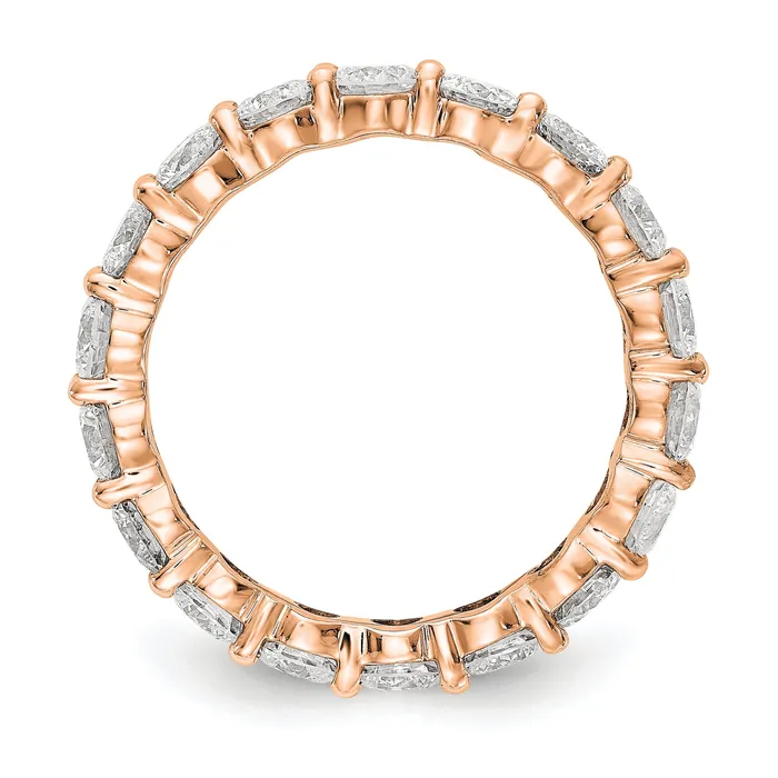 Goldia Rings Solid Real 14k Rose Gold Polished Shared Prong 3ct CZ Eternity Wedding Band Ring