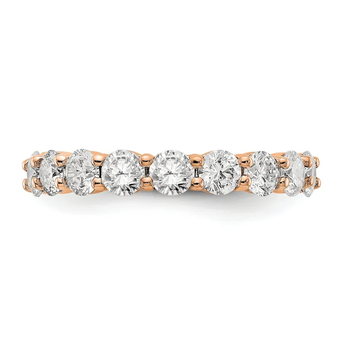 Goldia Rings Solid Real 14k Rose Gold Polished Shared Prong 3ct CZ Eternity Wedding Band Ring