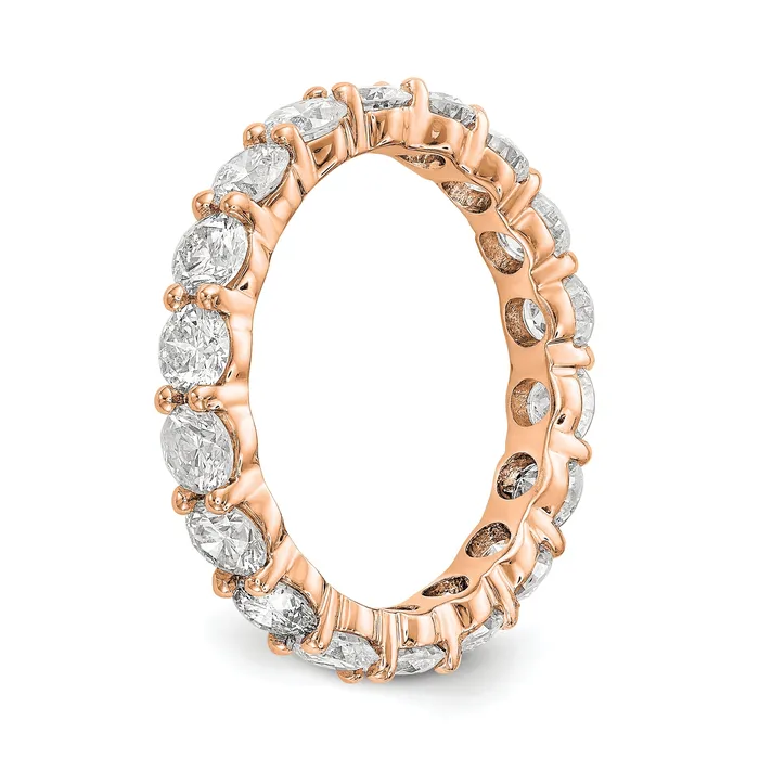 Goldia Rings Solid Real 14k Rose Gold Polished Shared Prong 3ct CZ Eternity Wedding Band Ring