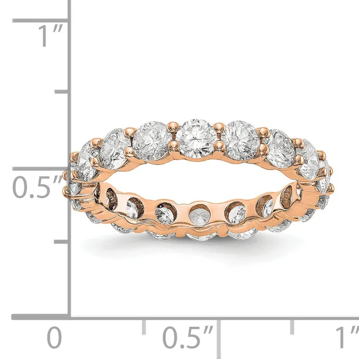 Goldia Rings Solid Real 14k Rose Gold Polished Shared Prong 3ct CZ Eternity Wedding Band Ring