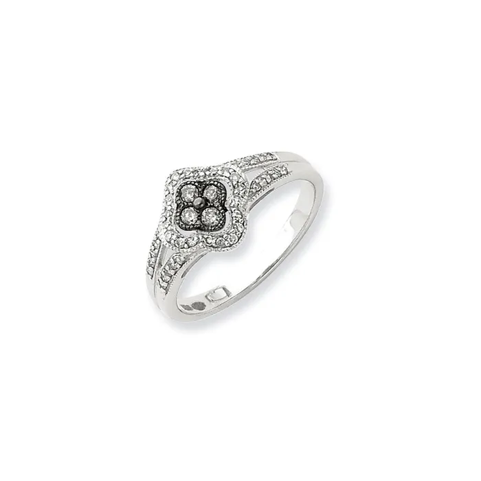 Goldia Rings Sterling Silver Black u0026 White Diamond Ring