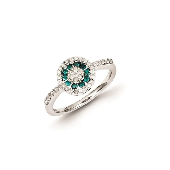 Goldia Rings Sterling Silver Blue u0026 White Diamond Circle Ring