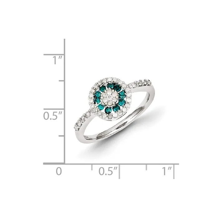 Goldia Rings Sterling Silver Blue u0026 White Diamond Circle Ring