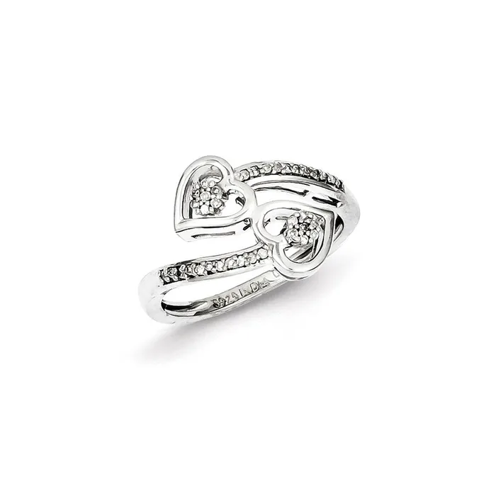 Goldia Rings Sterling Silver Diamond Heart Ring