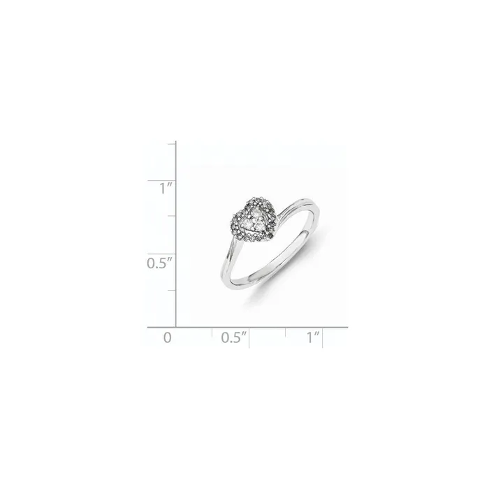 Goldia Rings Sterling Silver Diamond Heart Ring