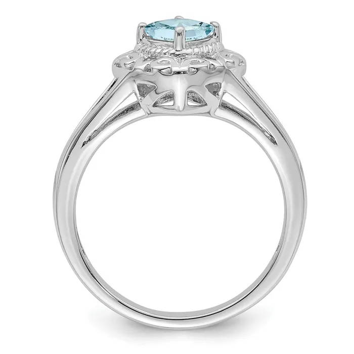 Goldia Rings Sterling Silver Rhodium Aquamarine Square Ring
