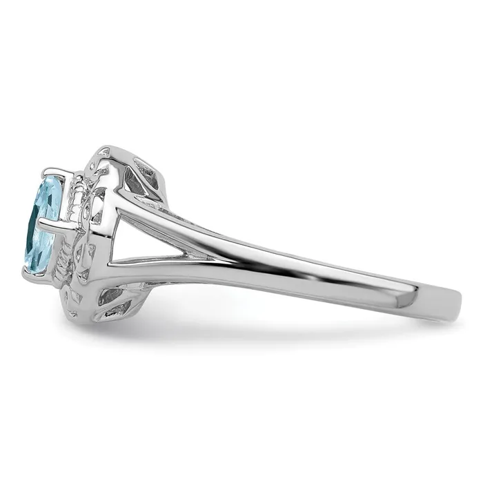 Goldia Rings Sterling Silver Rhodium Aquamarine Square Ring