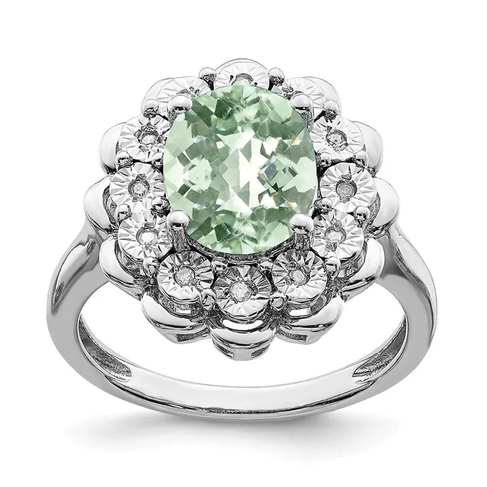 Goldia Rings Sterling Silver Rhodium Diamond u0026 CheckerCut Green Quartz Ring Goldia Rings Sterling Silver Rhodium Diamond u0026 CheckerCut Green Quartz Ring