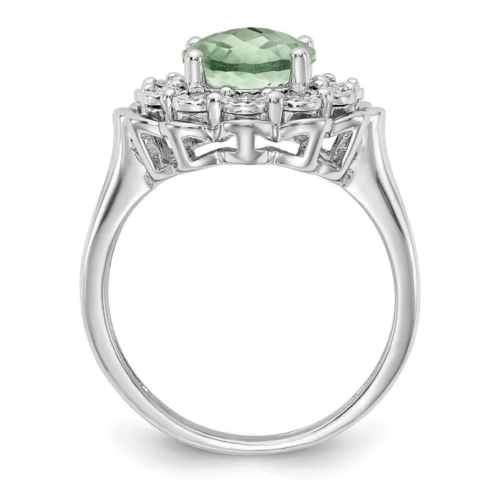 Goldia Rings Sterling Silver Rhodium Diamond u0026 CheckerCut Green Quartz Ring