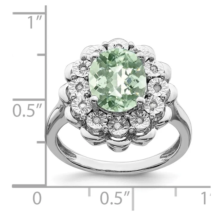 Goldia Rings Sterling Silver Rhodium Diamond u0026 CheckerCut Green Quartz Ring