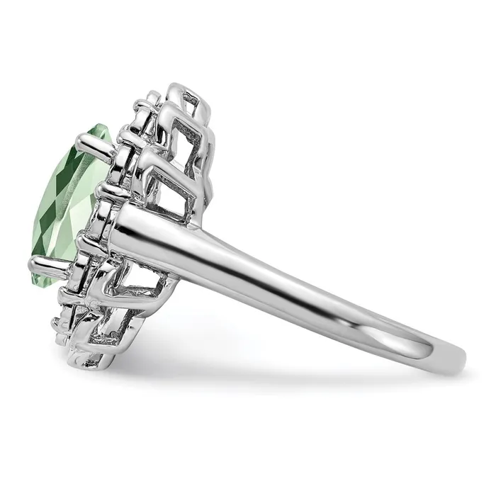 Goldia Rings Sterling Silver Rhodium Diamond u0026 CheckerCut Green Quartz Ring
