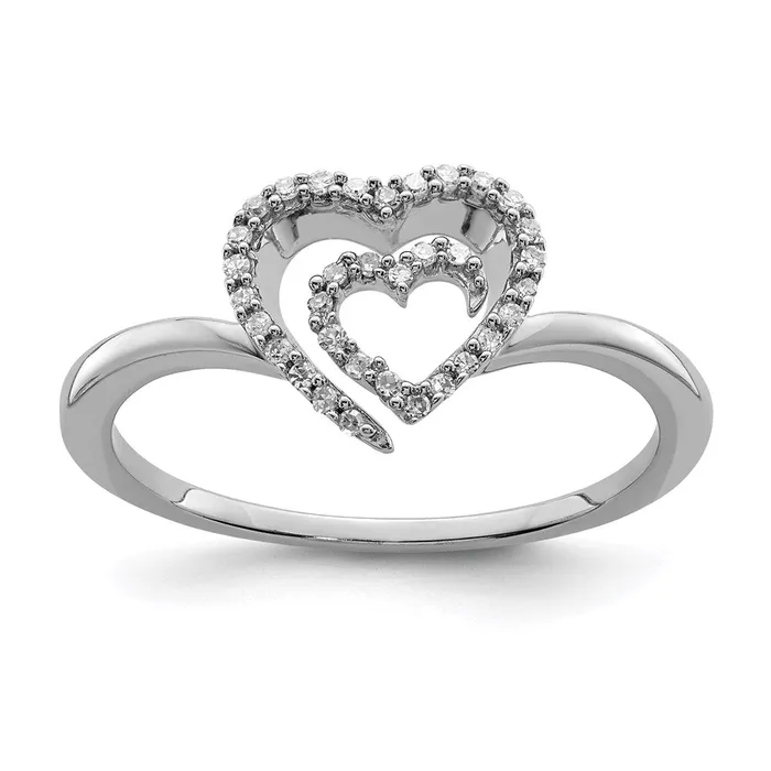 Goldia Rings Sterling Silver Rhodium Plated Diamond Heart Ring